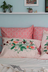Sweetpea Pillowcase Set with Floral Embroidery