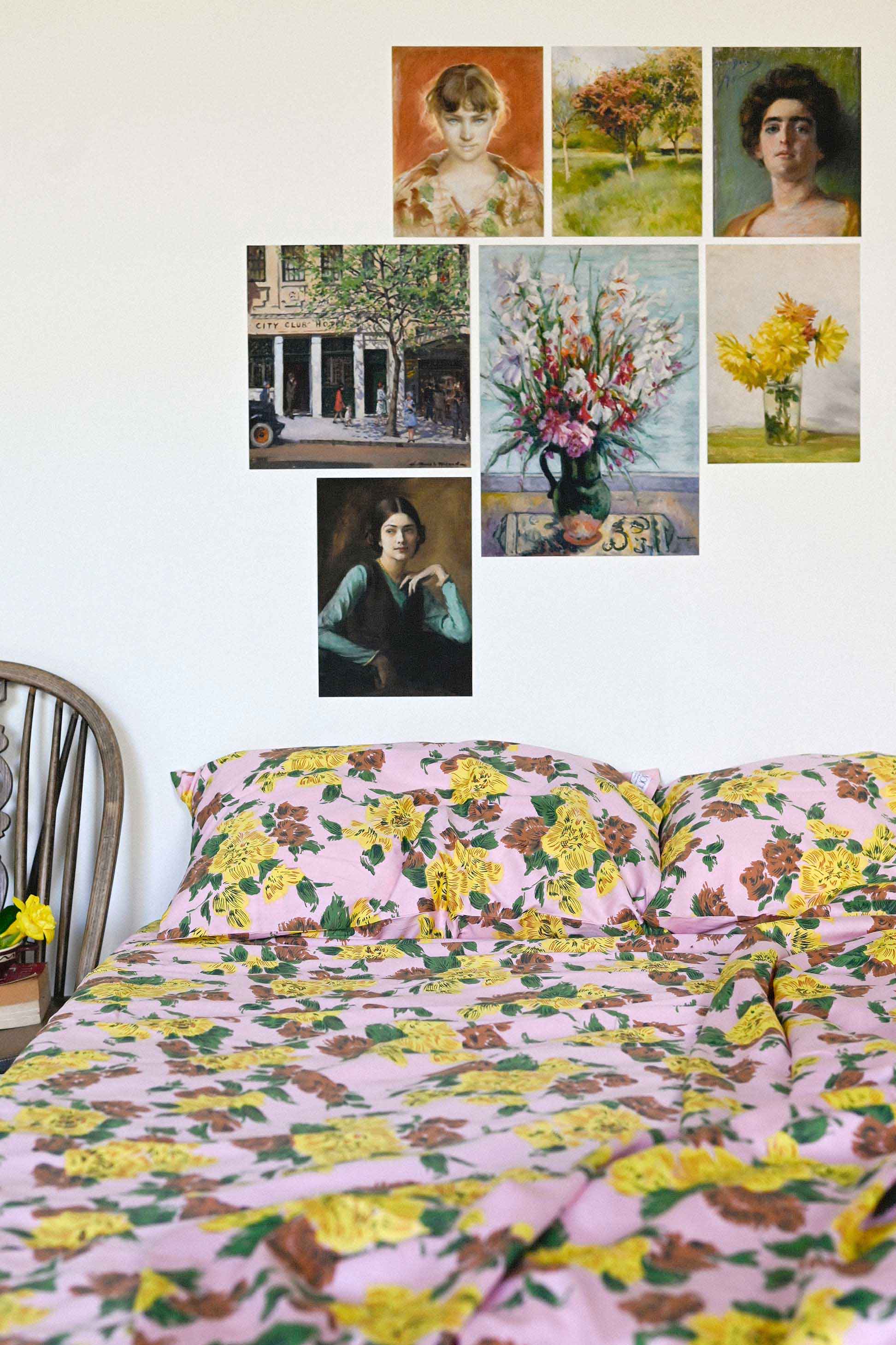 Zinnia Art Print Set Paris End, floral bedding & vintage art prints.