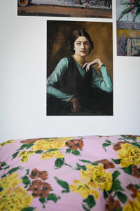 Art print set with portrait & Zinnia floral sheets
