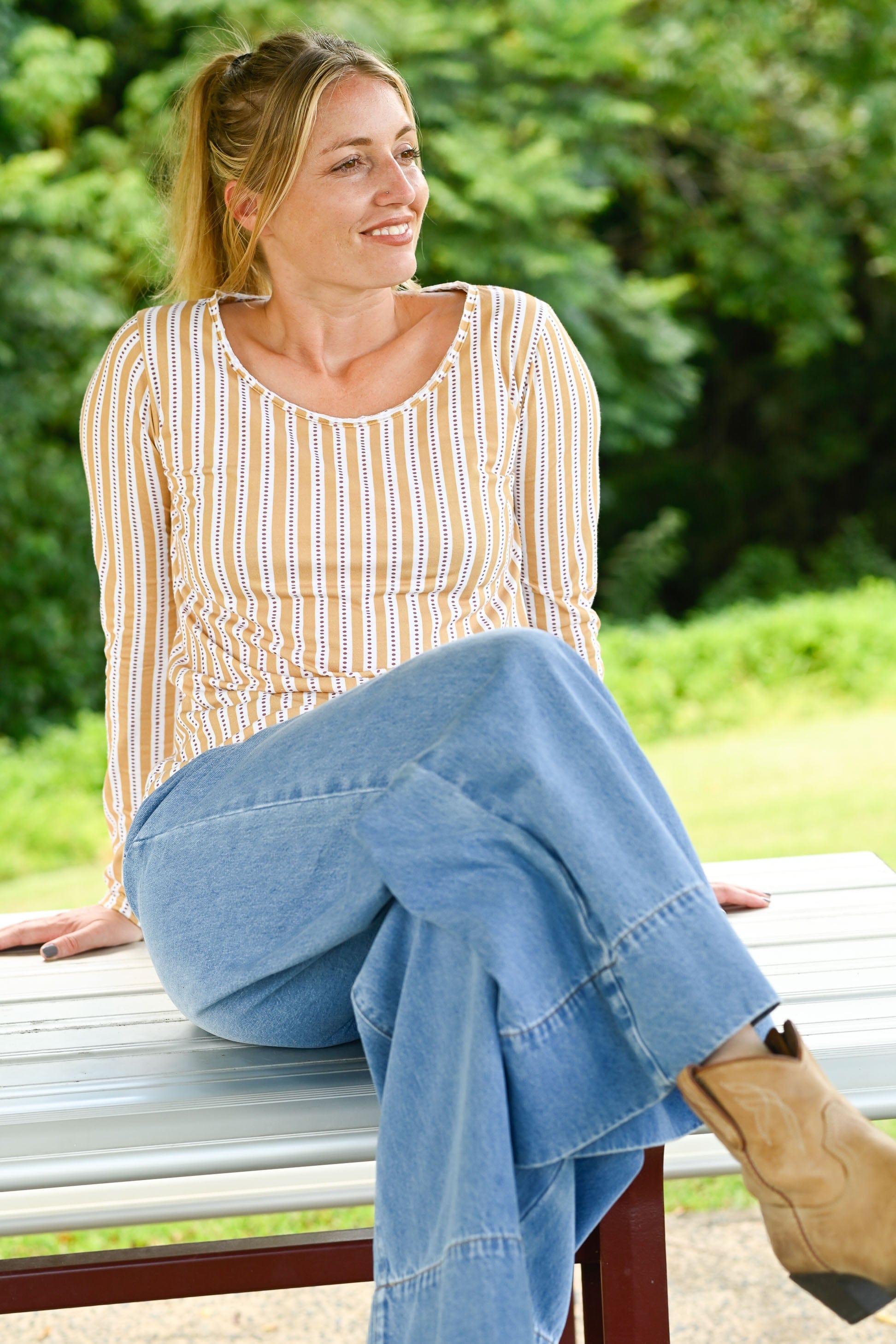 Ally Tee Mustard Stripe