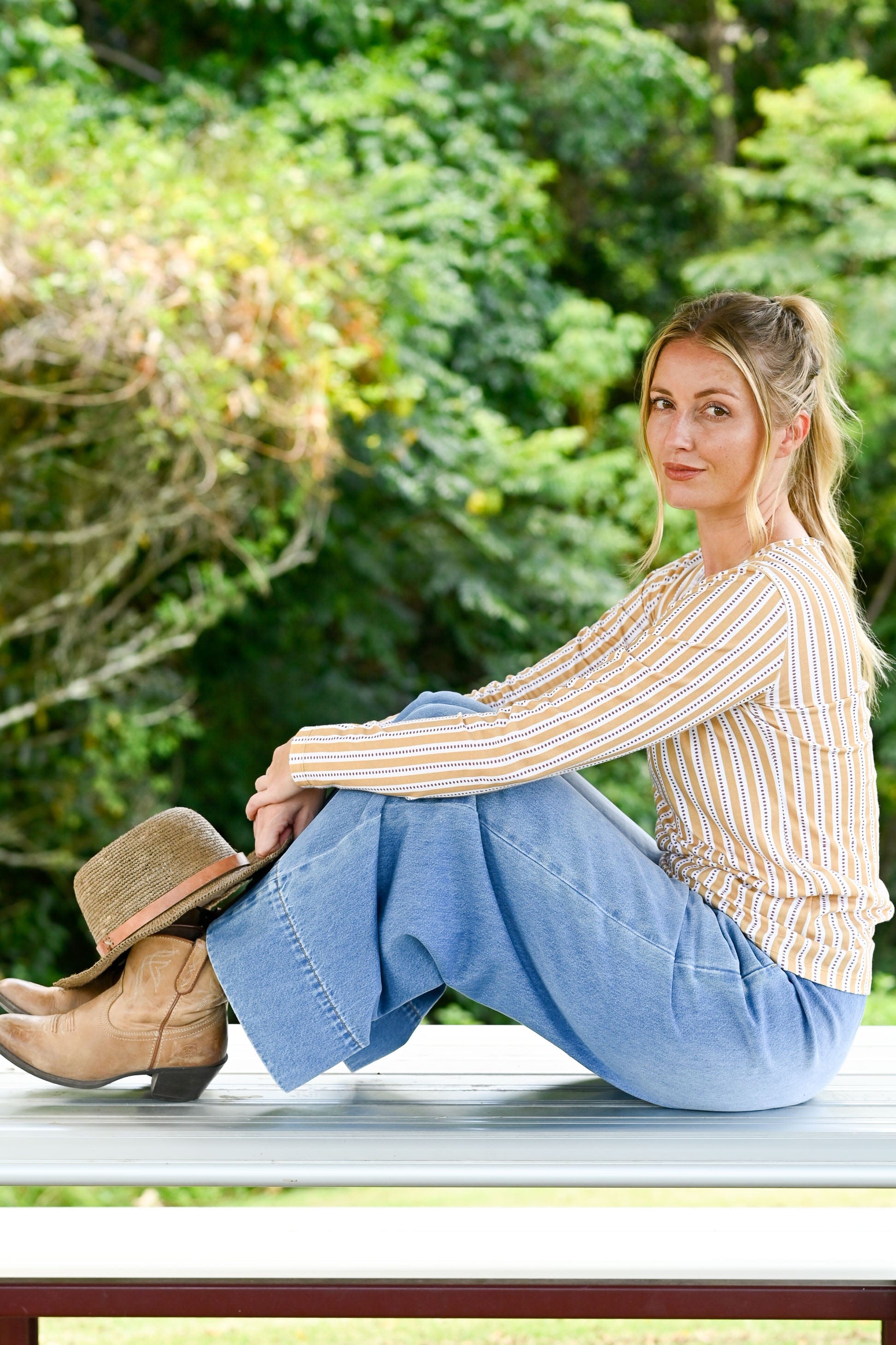 Ally Tee Mustard Stripe