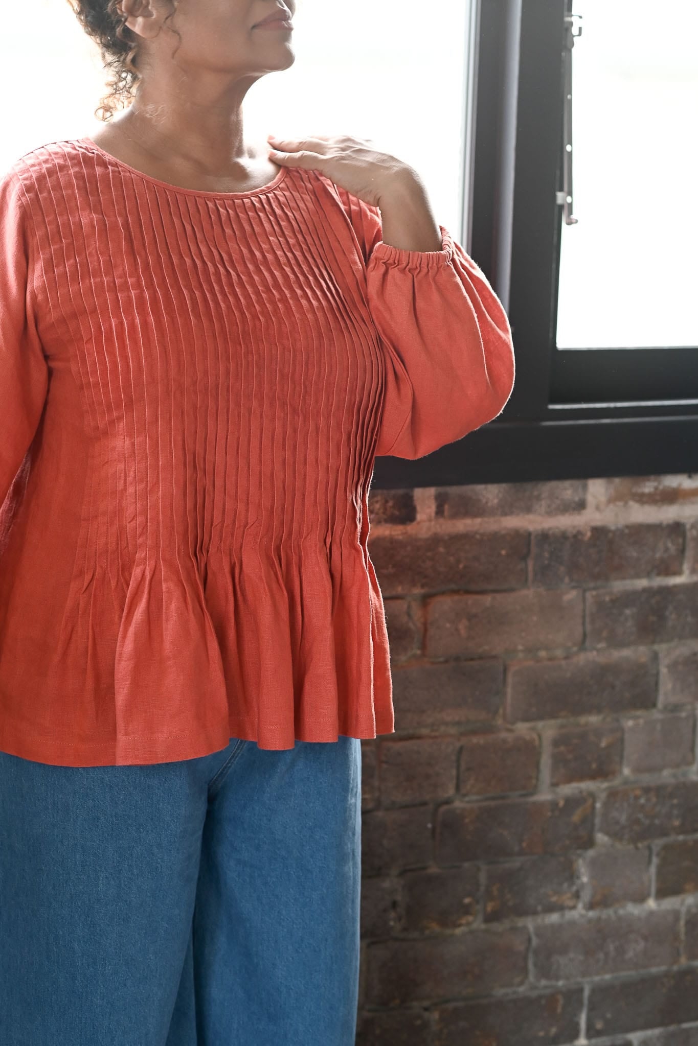 amelia linen top burnt orange 3