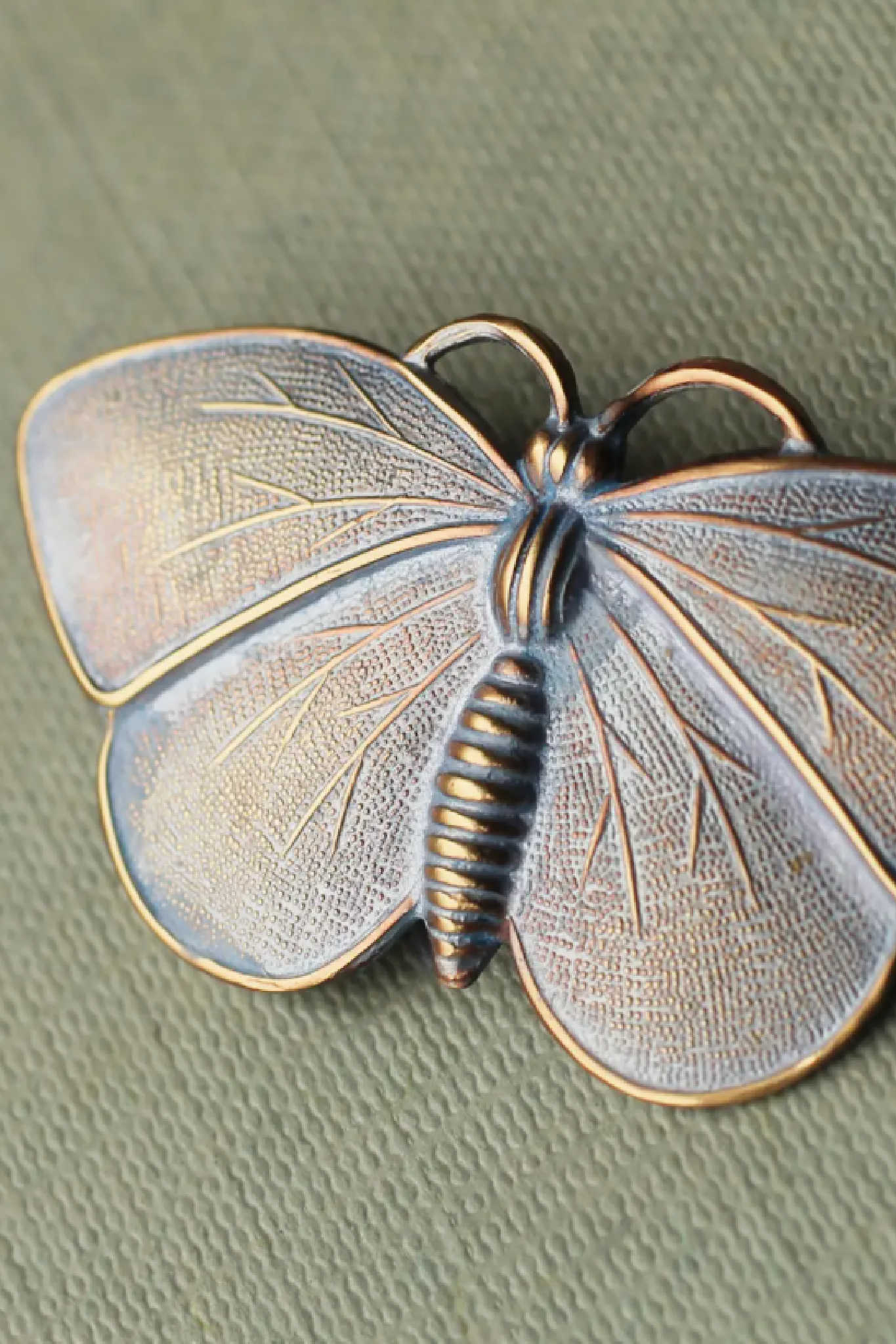 Blue Moth Brooch