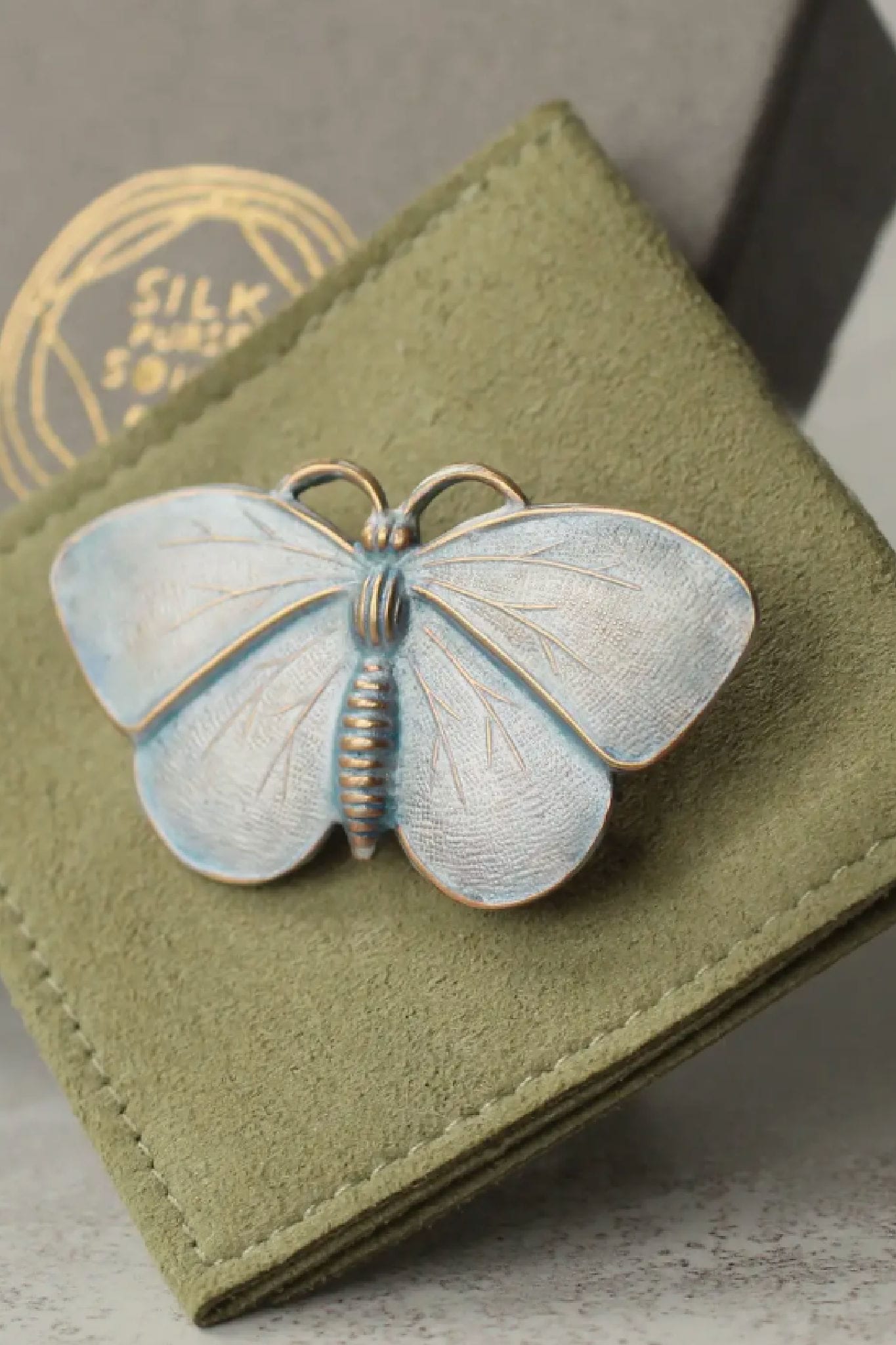 Blue Moth Brooch