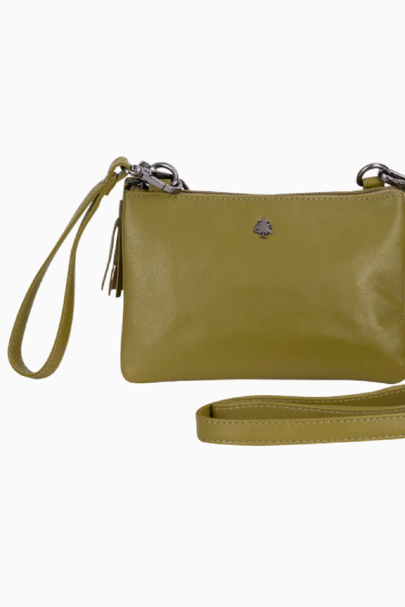 Ellie Leather Cross Body Clutch Bag Green