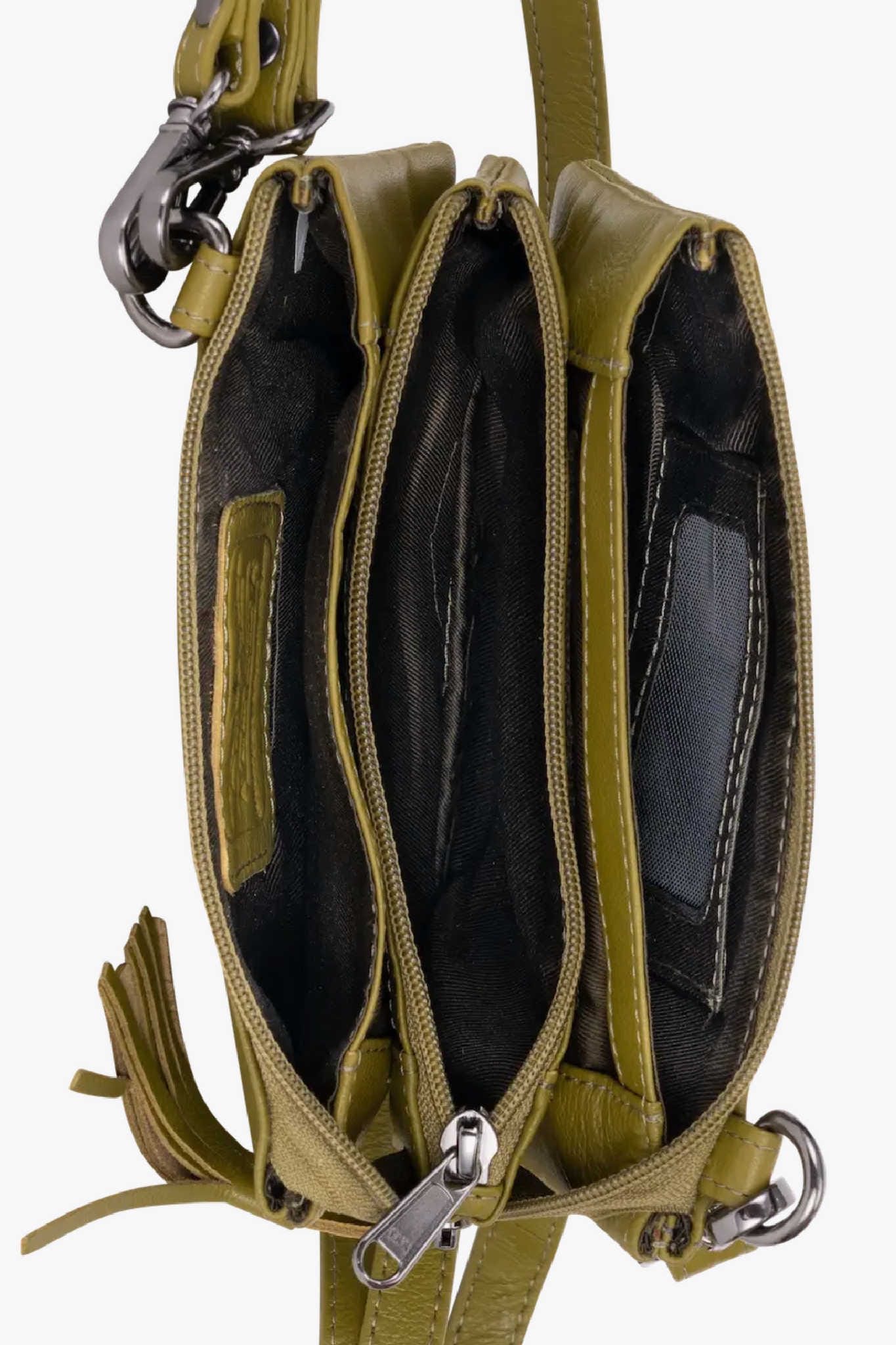 Ellie Leather Cross Body Clutch Bag Green