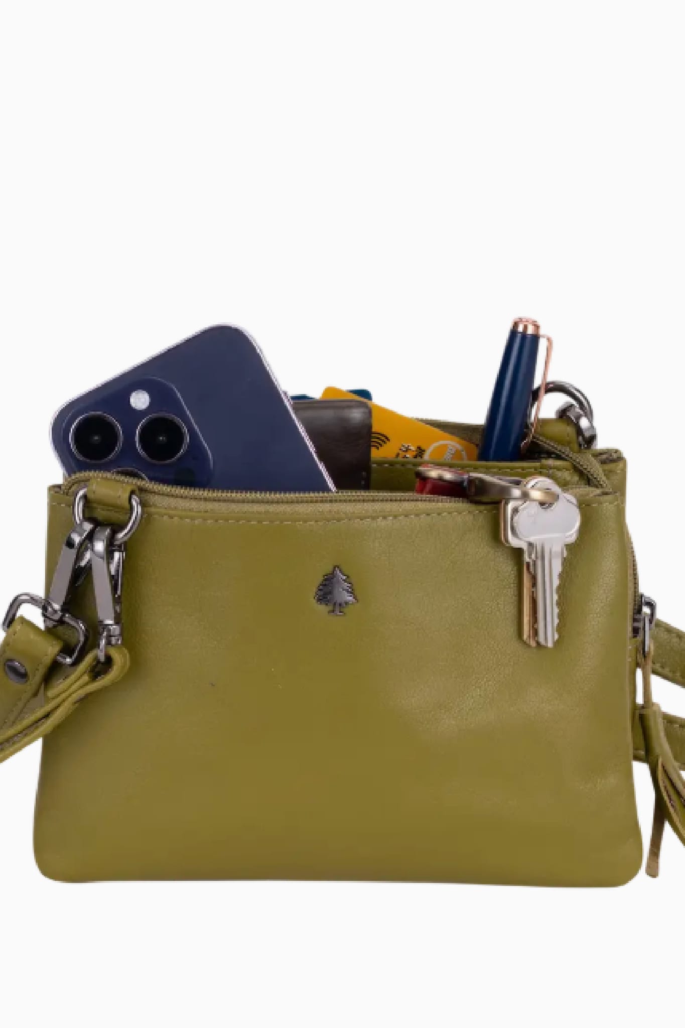 Ellie Leather Cross Body Clutch Bag Green