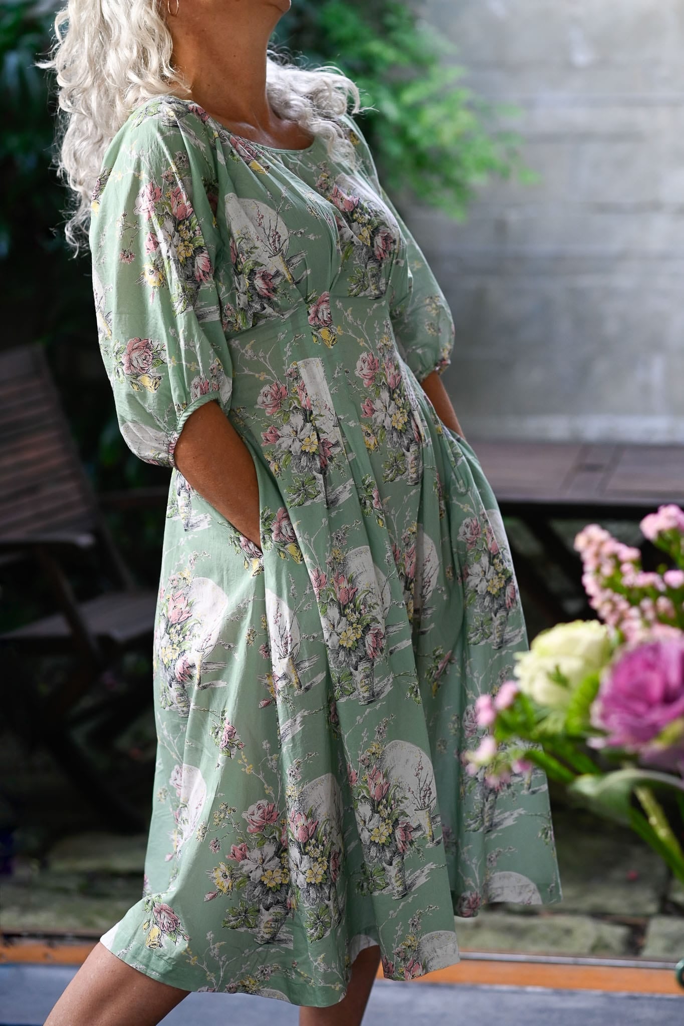faith floral dress in newlyn print