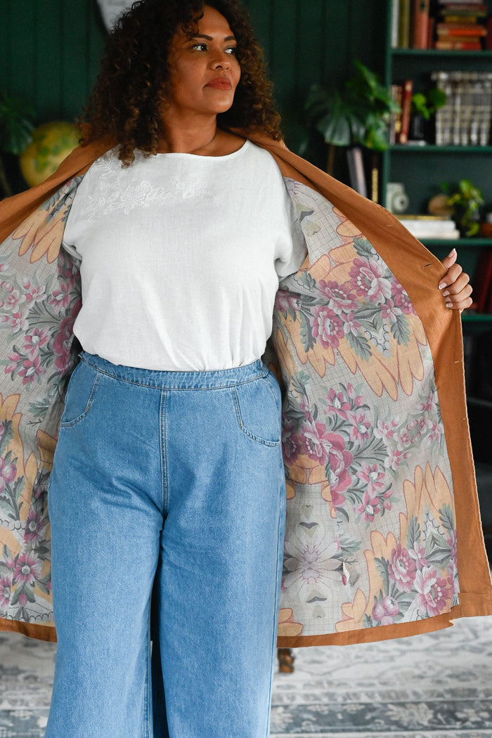 jenna winter linen jacket with floral lining 2