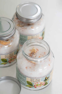 Sweet orange bath salts in jars
