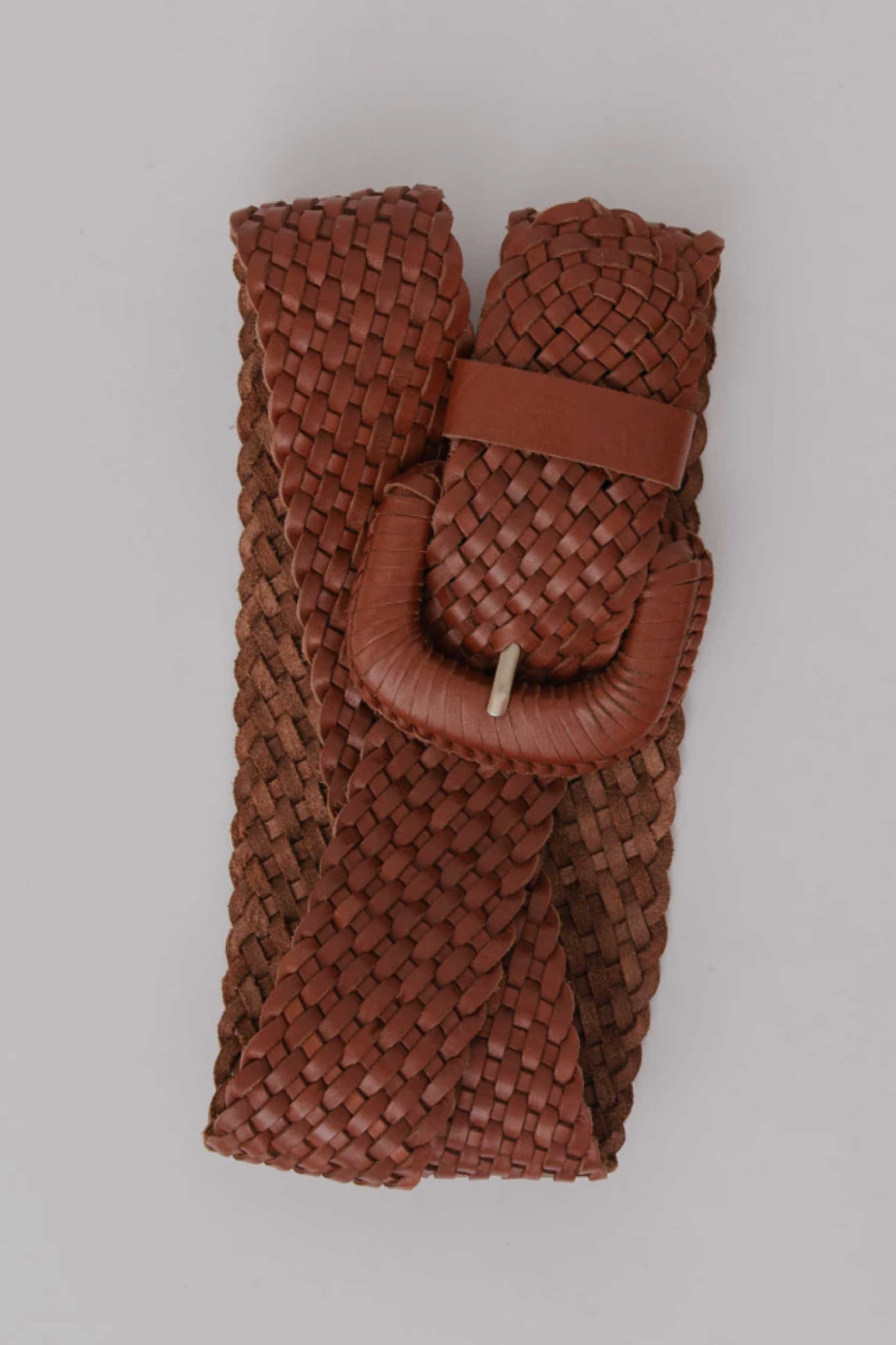 Weave McQueen Leather Belt Tan