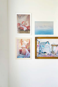 Art print In The Boudoir - women in paintings on a white wall.