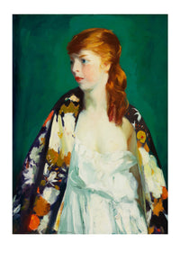 Art print of Edna, 1915, redhead in floral shawl