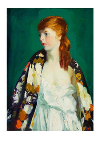 Art print of Edna, 1915, redhead in floral shawl