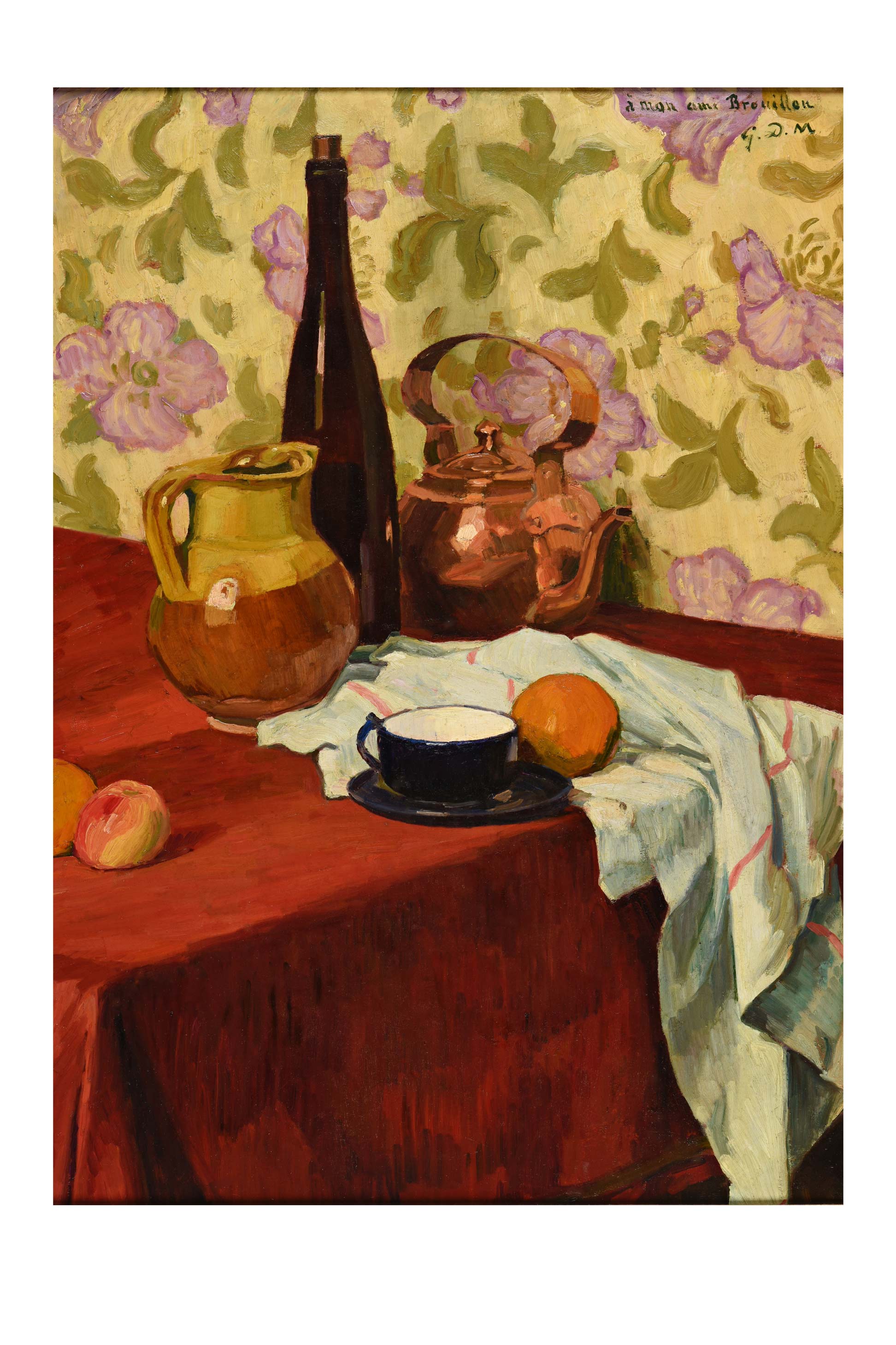 Art Print of Still Life with Bottle, Kettle, and Fruit - LeGrog