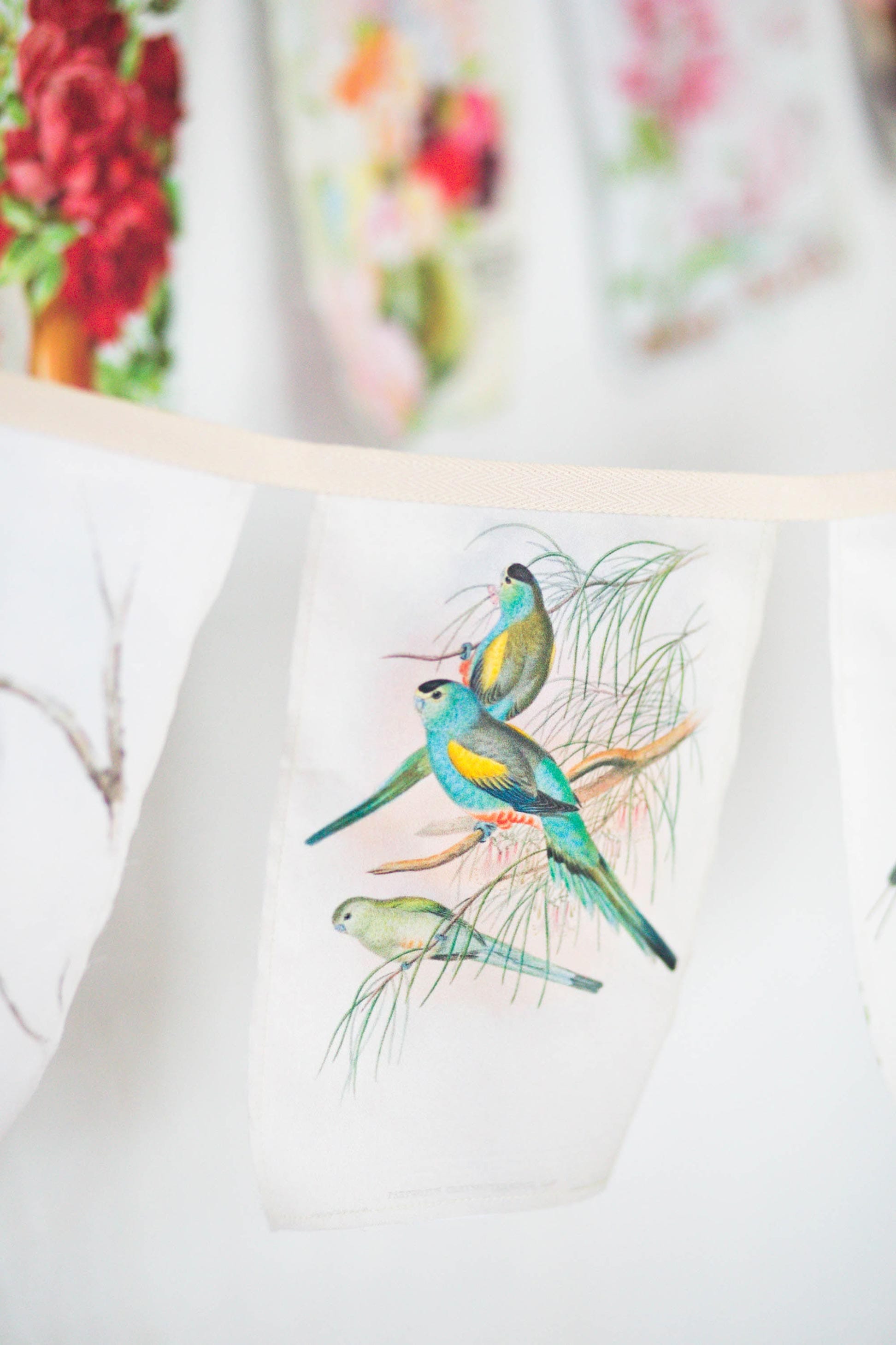 Vintage Australian bird garland with flowers