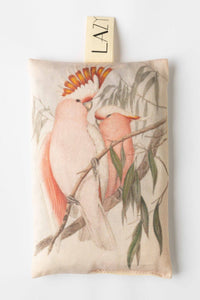Pink cockatoo scented sachet with illustration, Lazy label