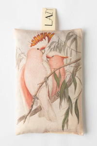 Pink cockatoo scented sachet with illustration, Lazy label