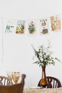 Precious Bees Garland decor with floral and bee illustrations