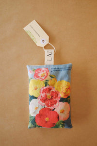 Scented drawer or wardrobe sachet with vintage Begonia flower print